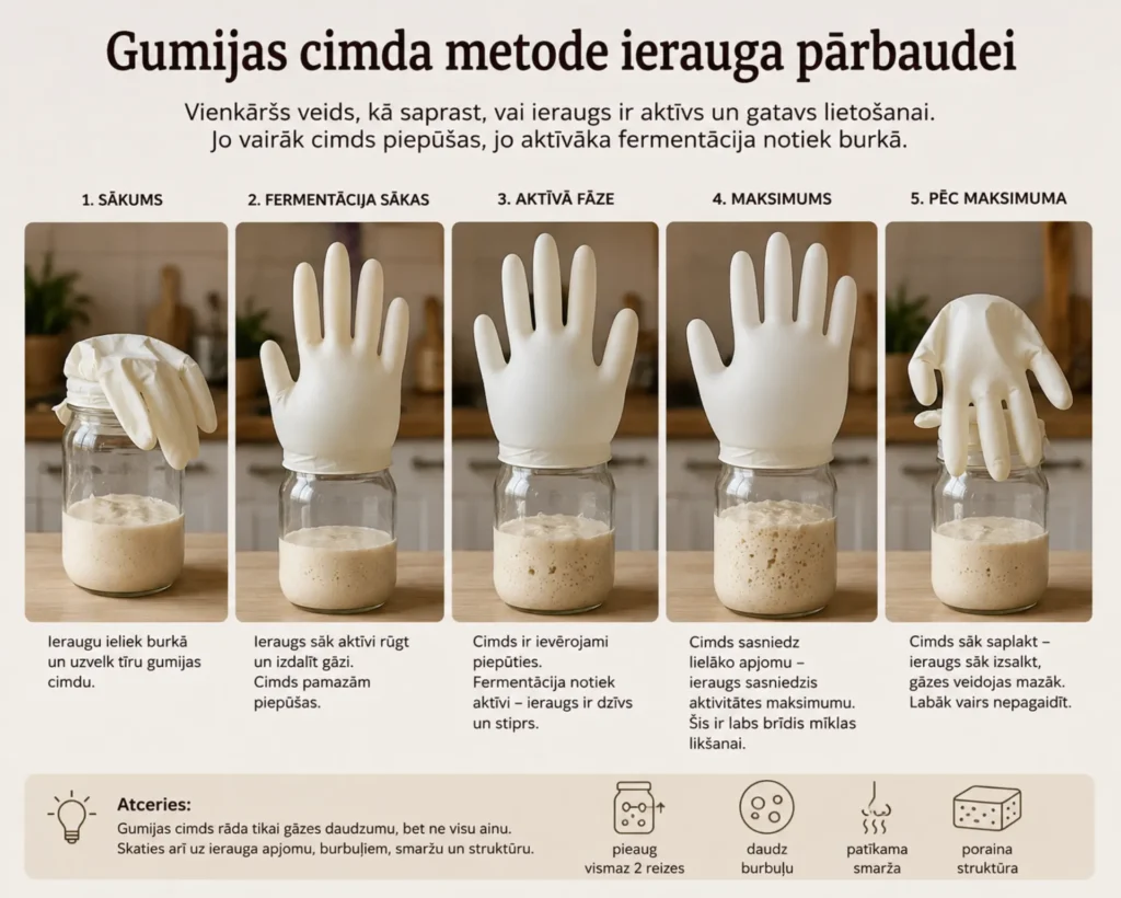 Gumijas cimda metode ierauga aktivitātes pārbaudei soli pa solim