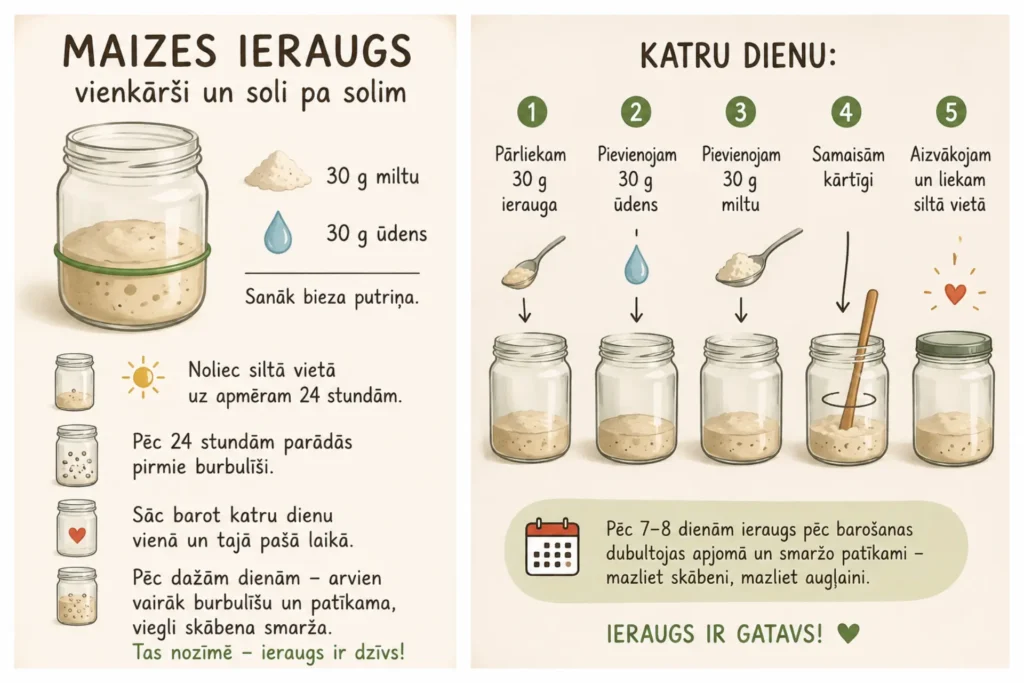 Maizes ieraugs stikla burciņā mājas virtuvē
